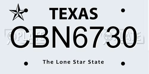 CBN6730 Texas License Plate