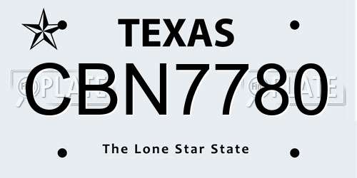 CBN7780 Texas License Plate