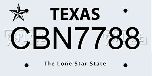 CBN7788 Texas License Plate