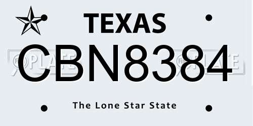 CBN8384 Texas License Plate