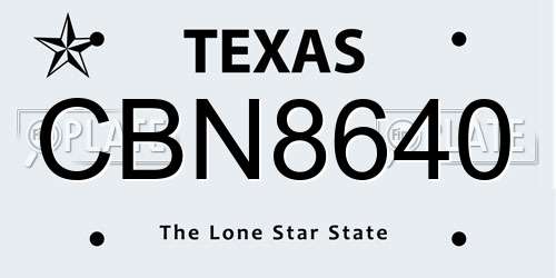 CBN8640 Texas License Plate
