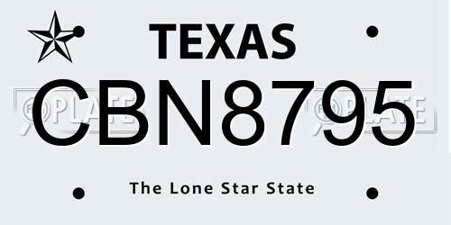 CBN8795 Texas License Plate