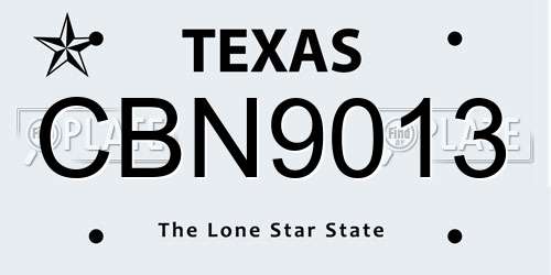 CBN9013 Texas License Plate