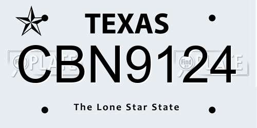 CBN9124 Texas License Plate