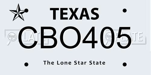 CBO405 Texas License Plate