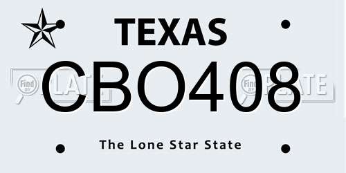 CBO408 Texas License Plate