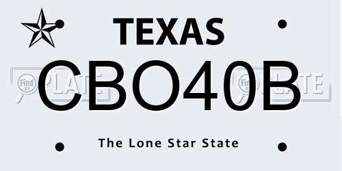 CBO40B Texas License Plate