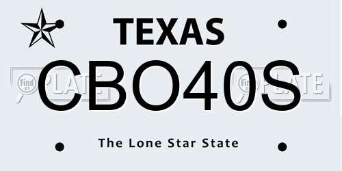CBO40S Texas License Plate