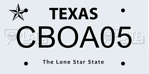 CBOA05 Texas License Plate