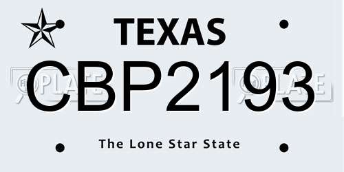 CBP2193 Texas License Plate