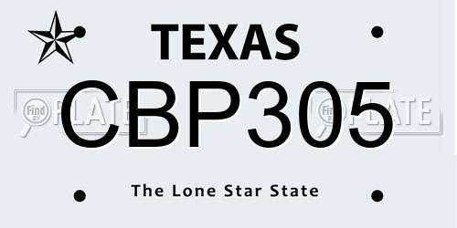 CBP305 Texas License Plate
