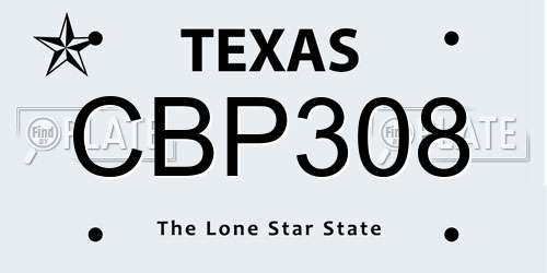 CBP308 Texas License Plate
