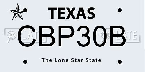 CBP30B Texas License Plate