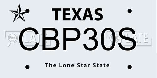 CBP30S Texas License Plate