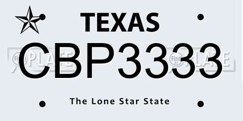 CBP3333 Texas License Plate