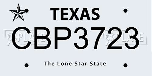 CBP3723 Texas License Plate