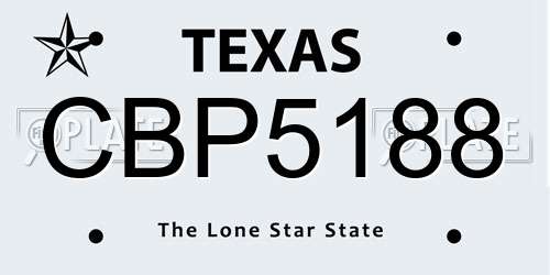 CBP5188 Texas License Plate