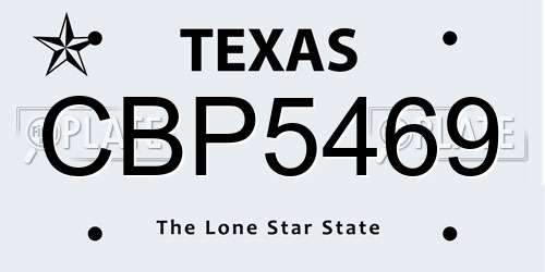 CBP5469 Texas License Plate