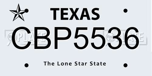 CBP5536 Texas License Plate