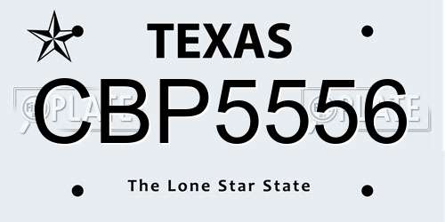 CBP5556 Texas License Plate