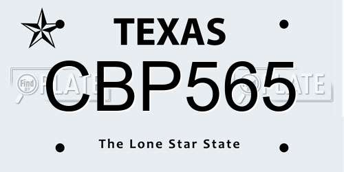 CBP565 Texas License Plate