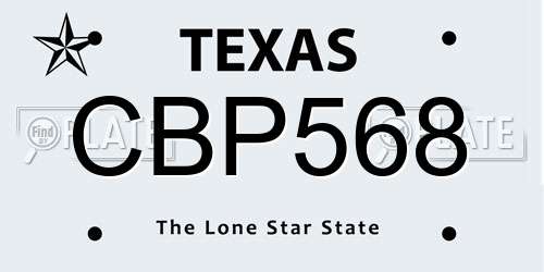 CBP568 Texas License Plate