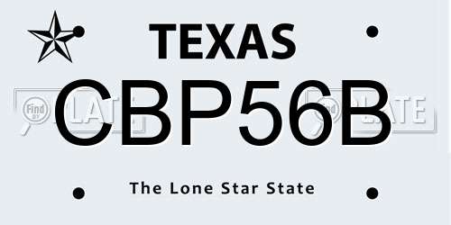 CBP56B Texas License Plate