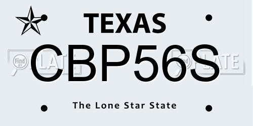 CBP56S Texas License Plate