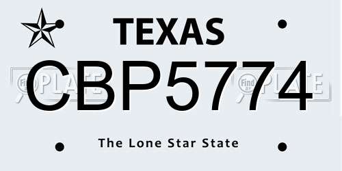CBP5774 Texas License Plate