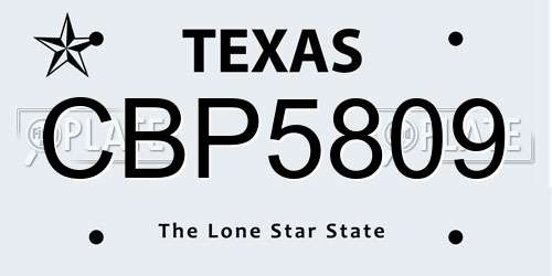 CBP5809 Texas License Plate