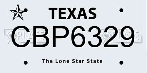 CBP6329 Texas License Plate