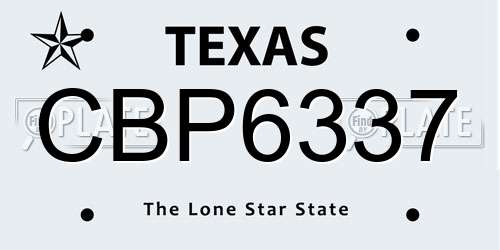 CBP6337 Texas License Plate