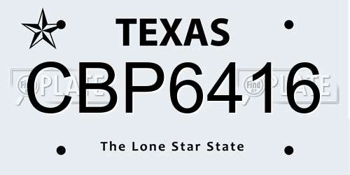 CBP6416 Texas License Plate