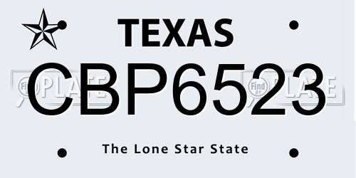 CBP6523 Texas License Plate