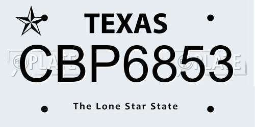 CBP6853 Texas License Plate