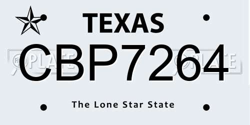 CBP7264 Texas License Plate