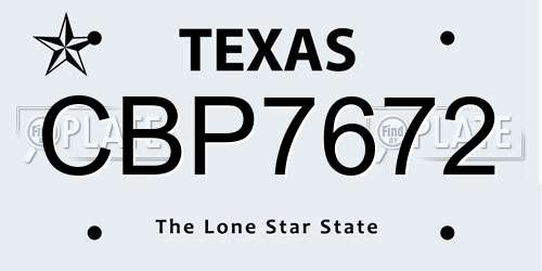 CBP7672 Texas License Plate