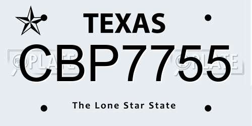 CBP7755 Texas License Plate