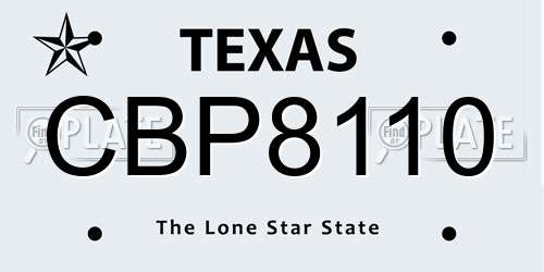 CBP8110 Texas License Plate