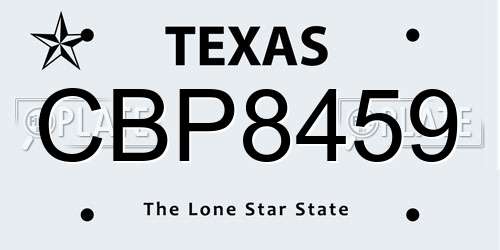 CBP8459 Texas License Plate