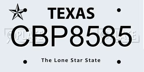 CBP8585 Texas License Plate
