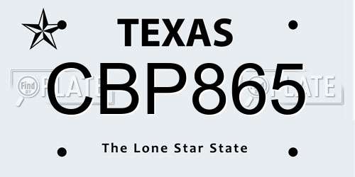 CBP865 Texas License Plate