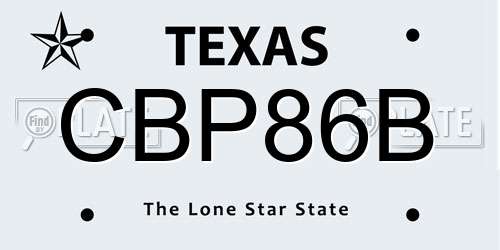 CBP86B Texas License Plate