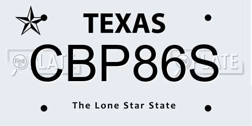 CBP86S Texas License Plate