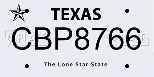 CBP8766 Texas License Plate