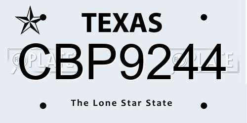 CBP9244 Texas License Plate