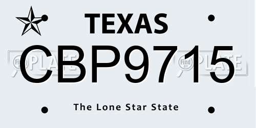 CBP9715 Texas License Plate