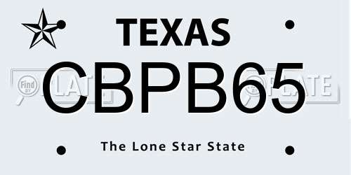 CBPB65 Texas License Plate