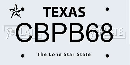 CBPB68 Texas License Plate