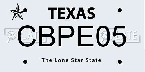 CBPE05 Texas License Plate